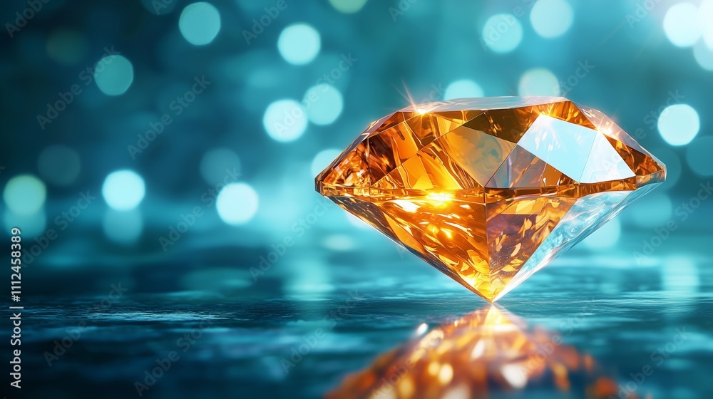 Orange Diamond Sparkling Under Soft Blue Light Orange Diamond Sparkling Under Soft Blue Light