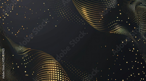Black abstract background with gold dots
