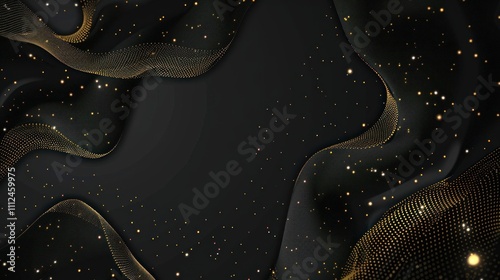 Black abstract background with gold dots