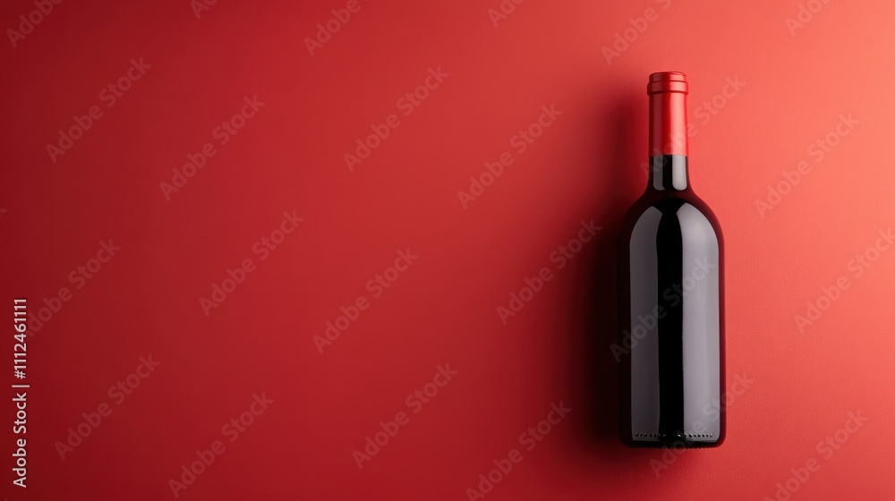 A single red wine bottle is placed on a solid red background, highlighting its minimalist and elegant design perfect for modern and simplistic themes. A single red wine bottle is placed on a solid red background, highlighting its minimalist and elegant design perfect for modern and simplistic themes.