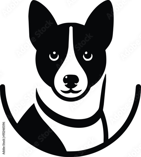 Black and White Illustration of a Basenji Dog