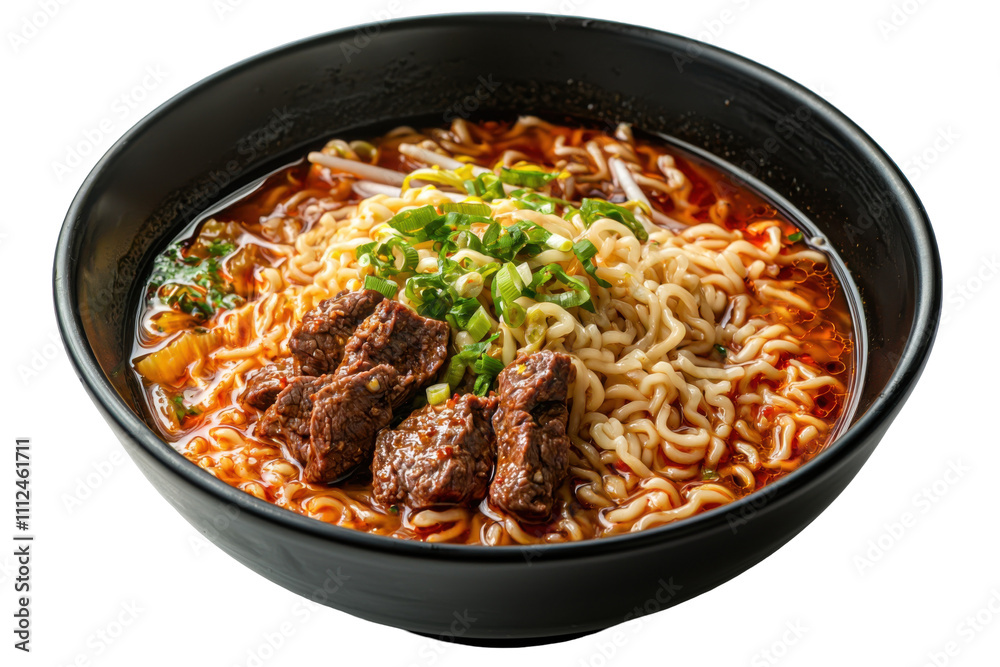 Beef Noodle Soup with Green Onions Isolated on PNG Transparent Background Beef Noodle Soup with Green Onions Isolated on PNG Transparent Background