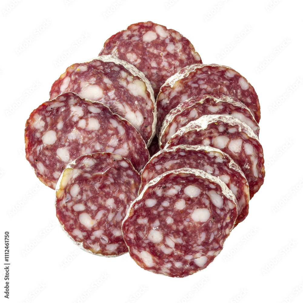 Sliced Salami Isolated on PNG Transparent Background Sliced Salami Isolated on PNG Transparent Background
