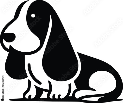 Basset Hound Black and White Illustration photo