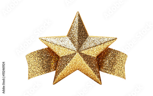 Gold Star with Glitter on Transparent Background