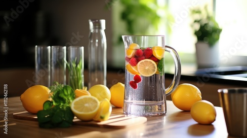 countertop drinking water in kitchen photo