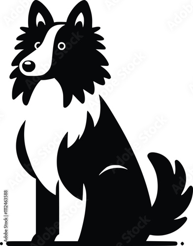Black and White Illustration of a Belgian Sheepdog