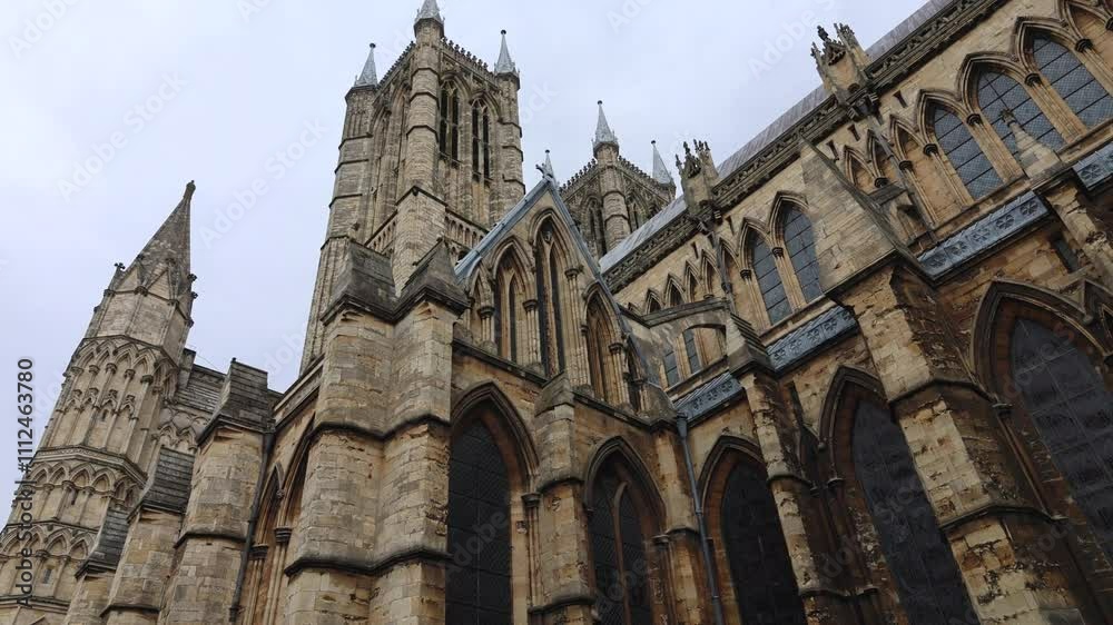 View From Below Of A Large English Cathedral (Lincoln, UK) View From Below Of A Large English Cathedral (Lincoln, UK)