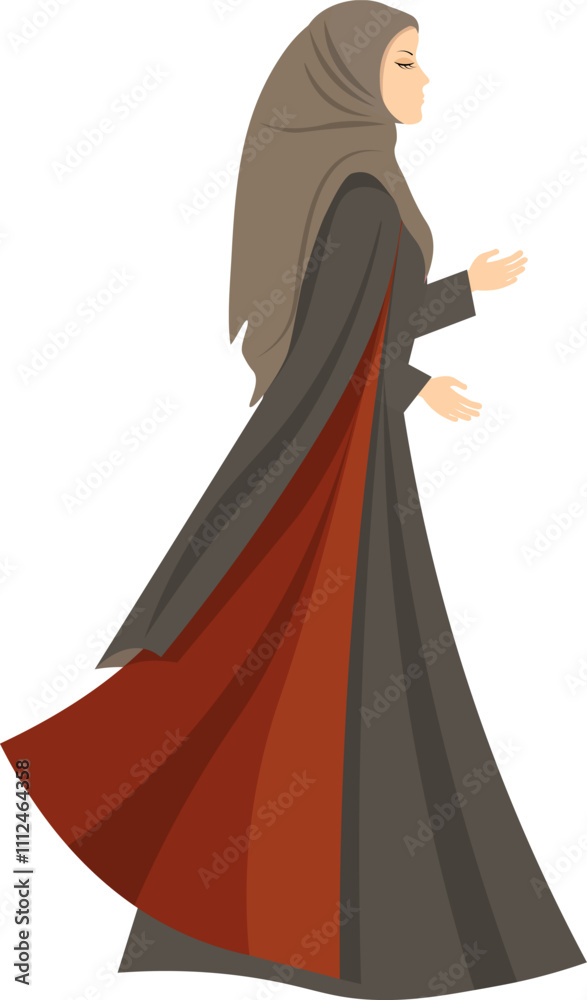 Muslim woman in hijab. Beautiful woman in traditional Muslim dress. Muslim women in traditional hijabs. Vector people.