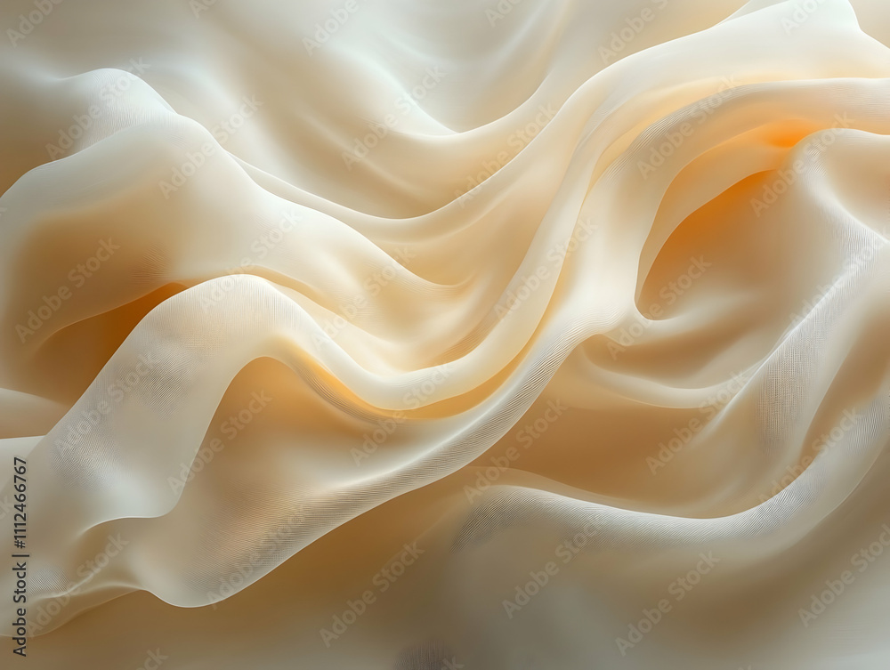 Soft beige fabric with delicate textures and flowing folds, creating an elegant and cozy visual aesthetic