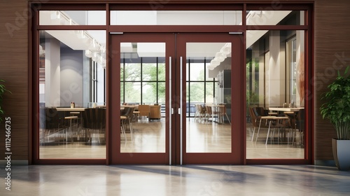 glass commercial wood door