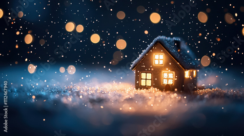 Wallpaper Mural snowy miniature house glows warmly amidst festive decorations Torontodigital.ca
