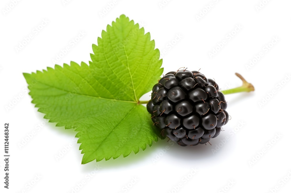 Dewberry with leaf on white background, Fresh Dewberry Dewberry with leaf on white background, Fresh Dewberry