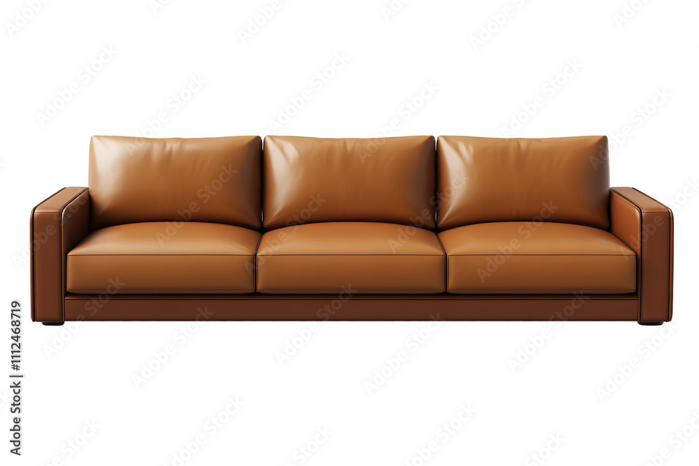 Obraz premium a brown leather couch with pillows