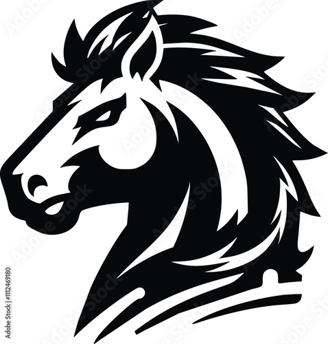 Black and White Illustration of a Horse Mustang Bronco