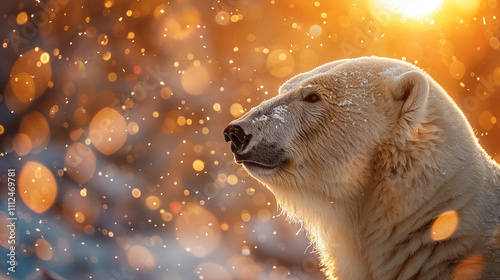 Beautiful white polar bear in nature