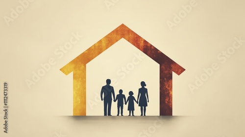 Family Under House Symbol Icon Illustration Design