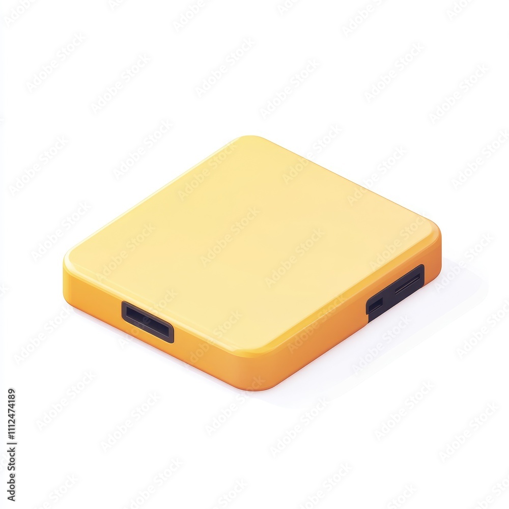 Yellow square digital device. Yellow square digital device.
