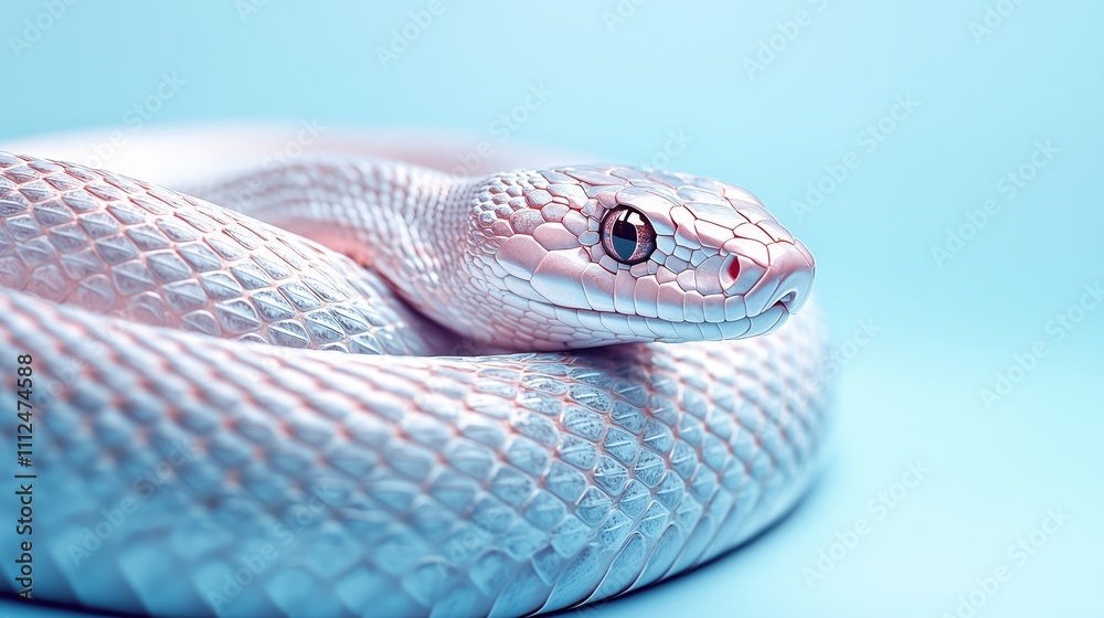 Fototapeta premium Serpentine Beauty of a Pink Snake on Blue Background