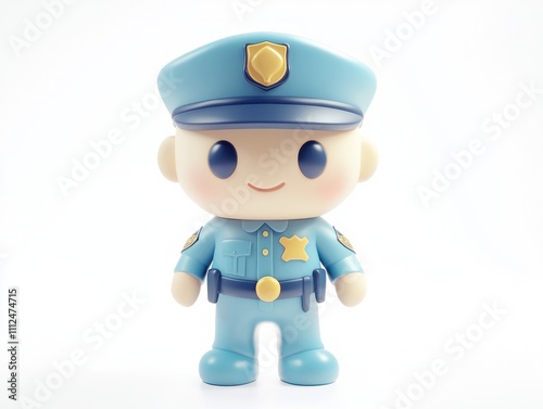 Cute 3D Cartoon Police Officer Child Safety Security Law Enforcement Fun Illustration