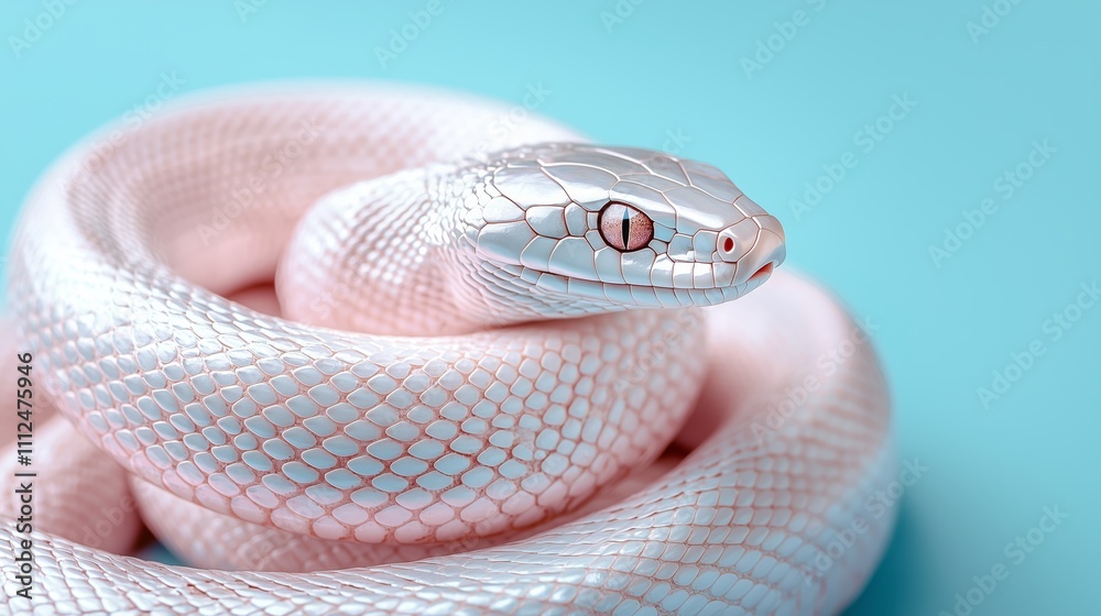 Fototapeta premium Captivating Pink Snake on Vibrant Blue Background