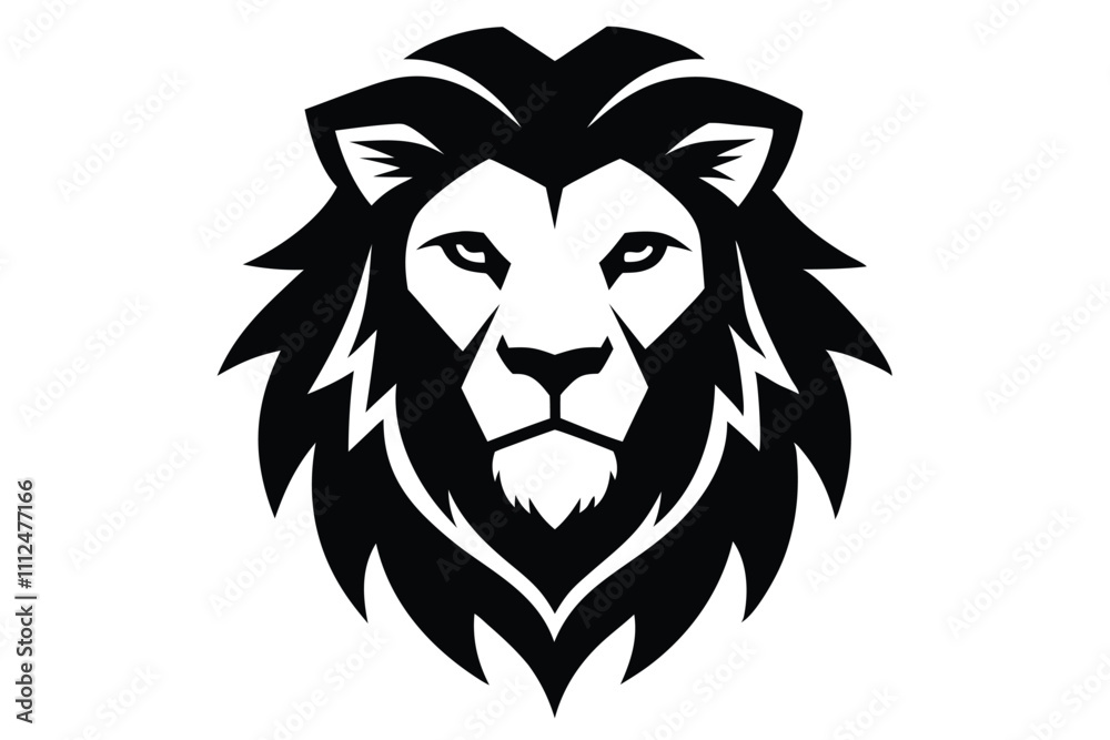 Obraz premium Tribal lion head animal vector silhouette icon