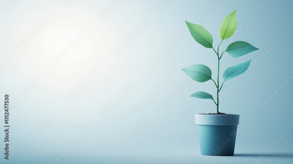 Fresh Green Plant in Modern Pot on Soft Background Fresh Green Plant in Modern Pot on Soft Background