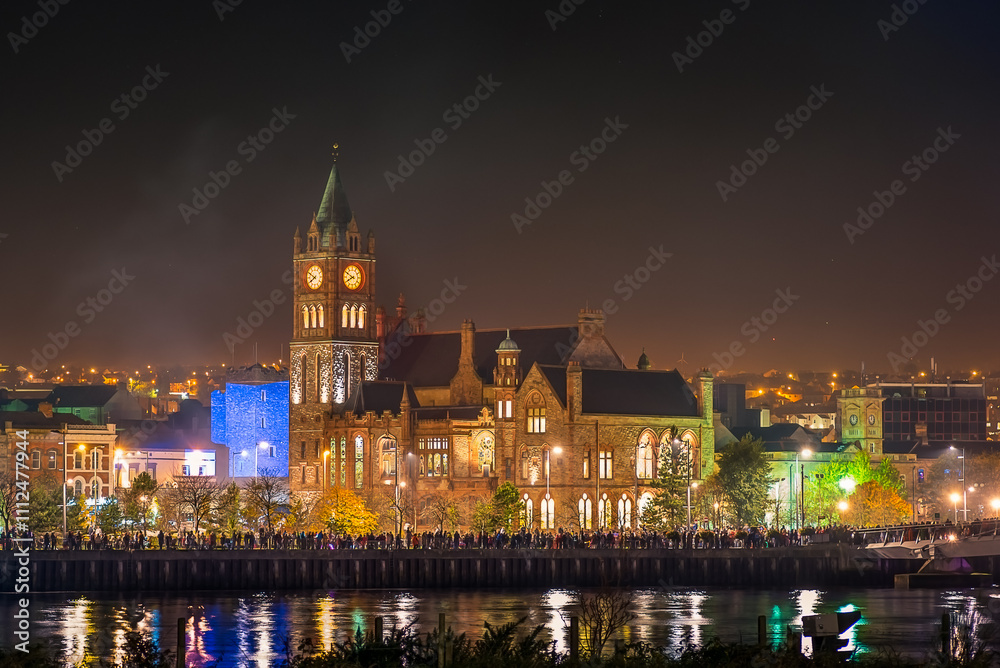 Derry's Iconic Guildhall in Evening Splendor Derry's Iconic Guildhall in Evening Splendor
