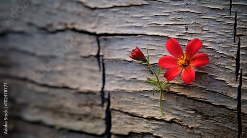 resilience wild flowers on wood photo