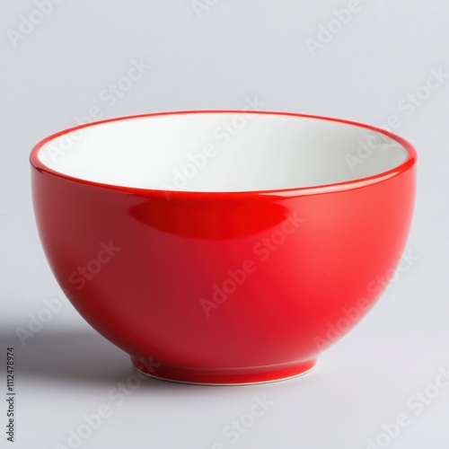 Red ceramic bowl on a white isolate background. photo