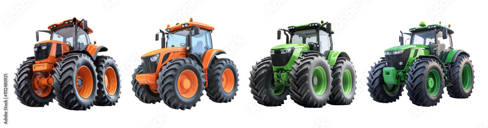 Obraz premium Isolated Tractors on Transparent Background for Design Use