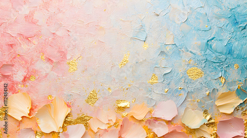 lienzo pintado en acuarela acrilico o en oleo con colores pastel desvanecidos con escamas o petalos de pintura elegante y romantico fondo infantil con espacio de copia con elegancia para plantilla