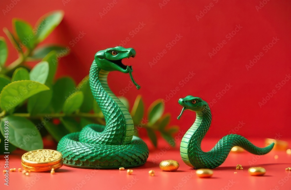 Fototapeta premium chinese new year green wooden snake background