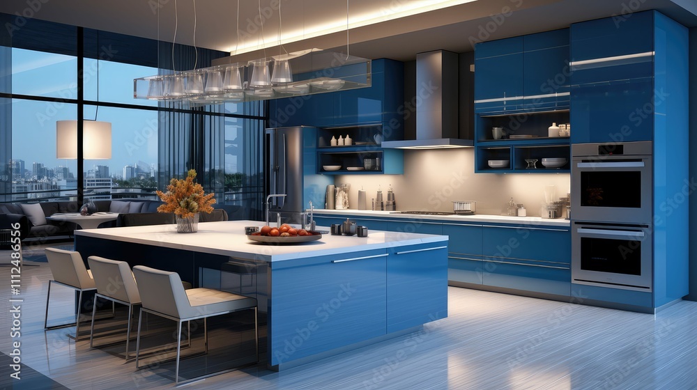 monochromatic luxury kitchen in blue monochromatic luxury kitchen in blue