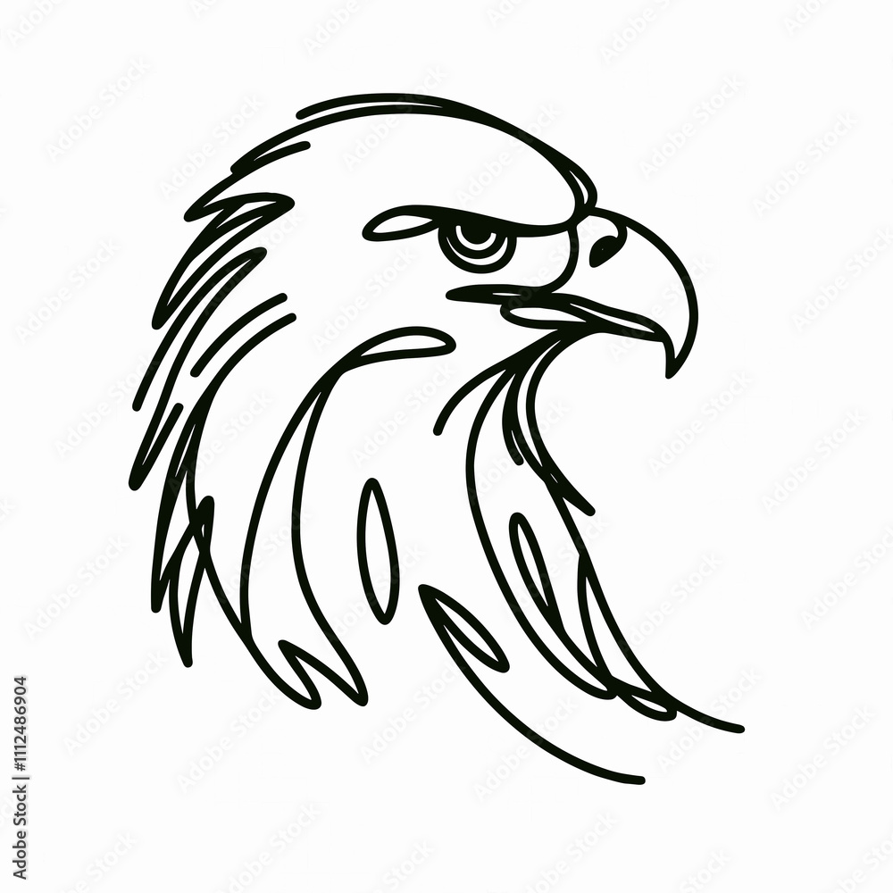 Minimalistic depiction of an eagle head in line art style, AI Generation Minimalistic depiction of an eagle head in line art style, AI Generation