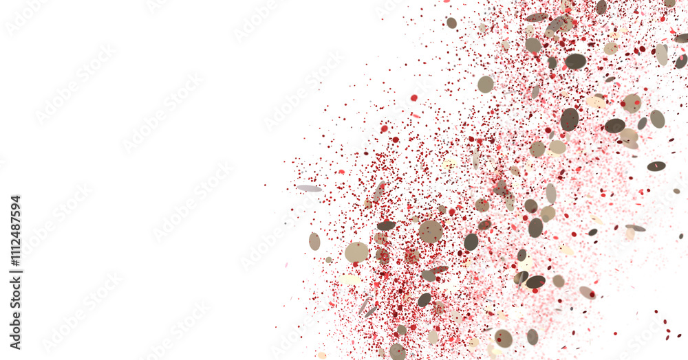 Red and Gold Confetti Burst on White Background Stock Photo Red and Gold Confetti Burst on White Background Stock Photo