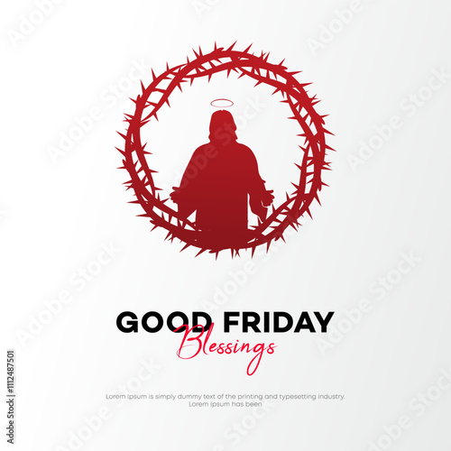 Good Friday Creatives with Text and Christian Cross Vector Illustration. For use Post or Greeting Card