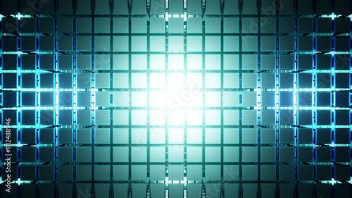 Blue and white crystal mirrored square wall bacgrkound for show VJ loop