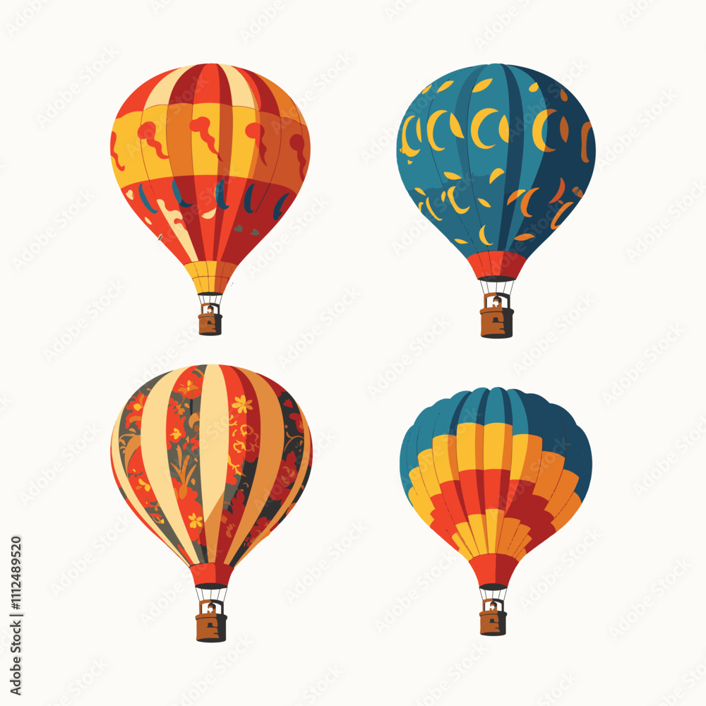 Naklejka premium Hot air balloon with swirls vector design