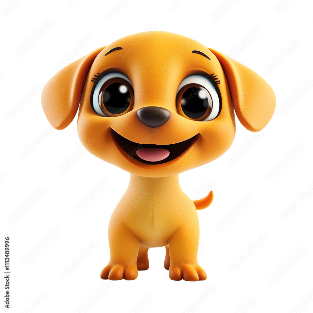 Cheerful cartoon puppy with bright eyes and a playful smile, great for pet-related themes or children's entertainment. Cheerful cartoon puppy with bright eyes and a playful smile, great for pet-related themes or children's entertainment.