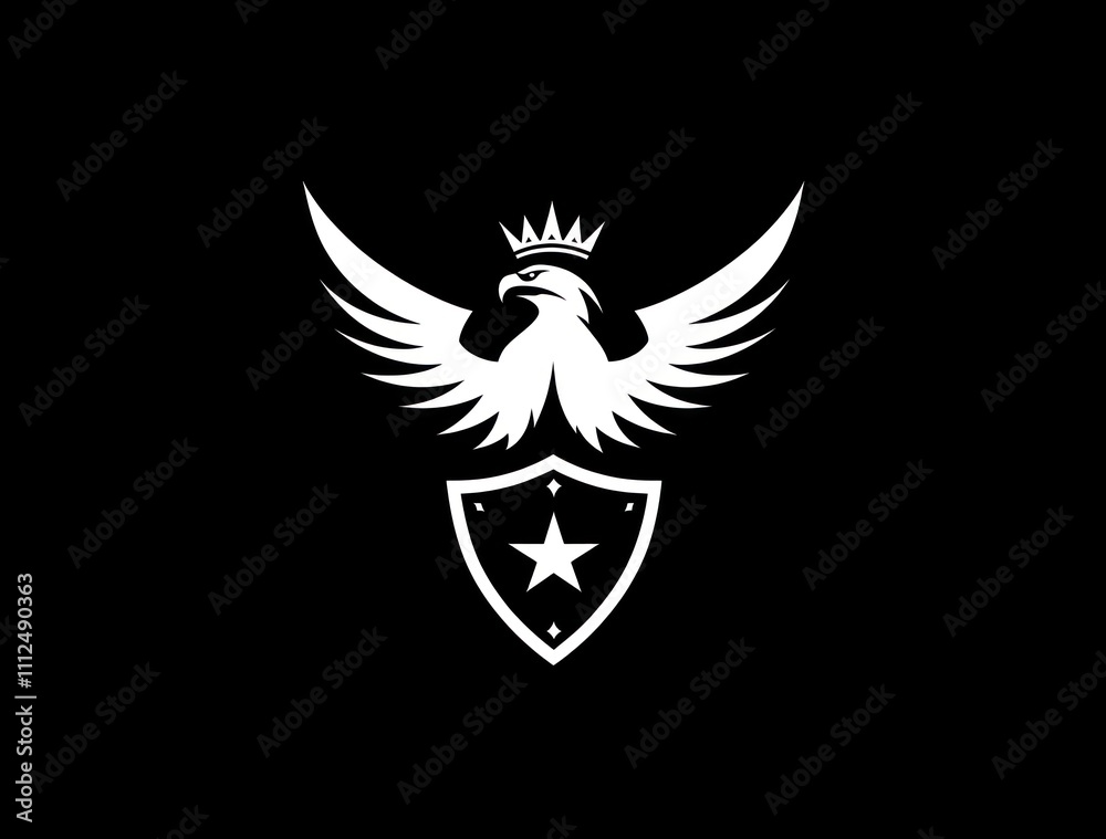 Obraz premium Majestic crowned eagle emblem with shield and star.