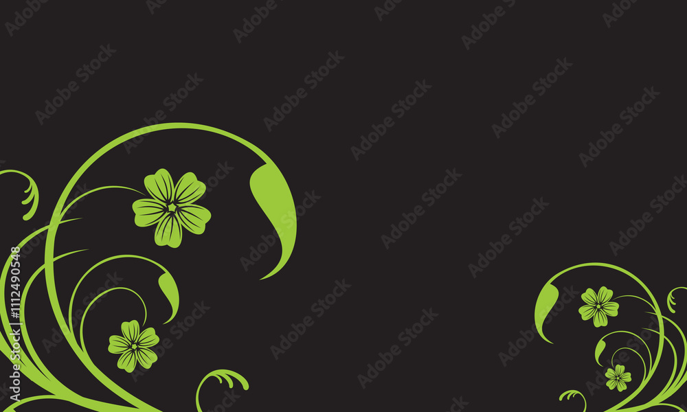 Bright Green Floral Swirl Design Vector Bright Green Floral Swirl Design Vector