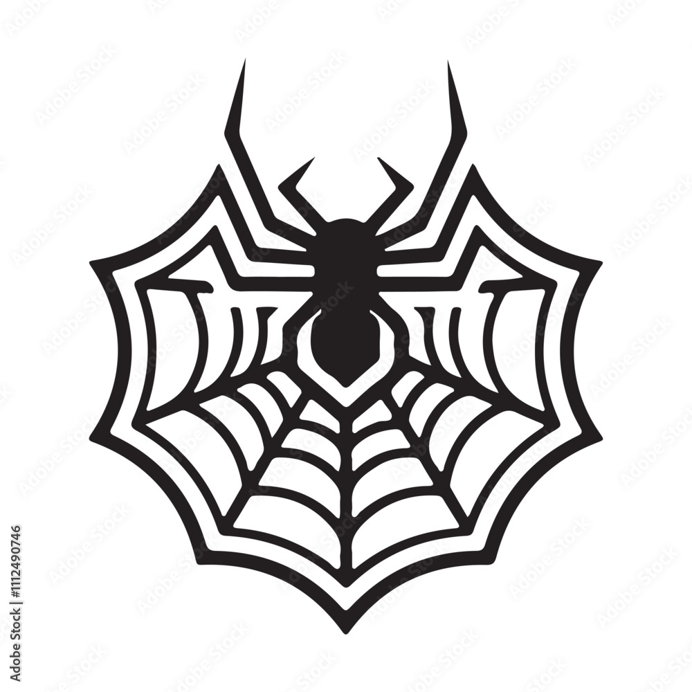 Spider and Web Icon, spider net vector icon on white background Spider and Web Icon, spider net vector icon on white background