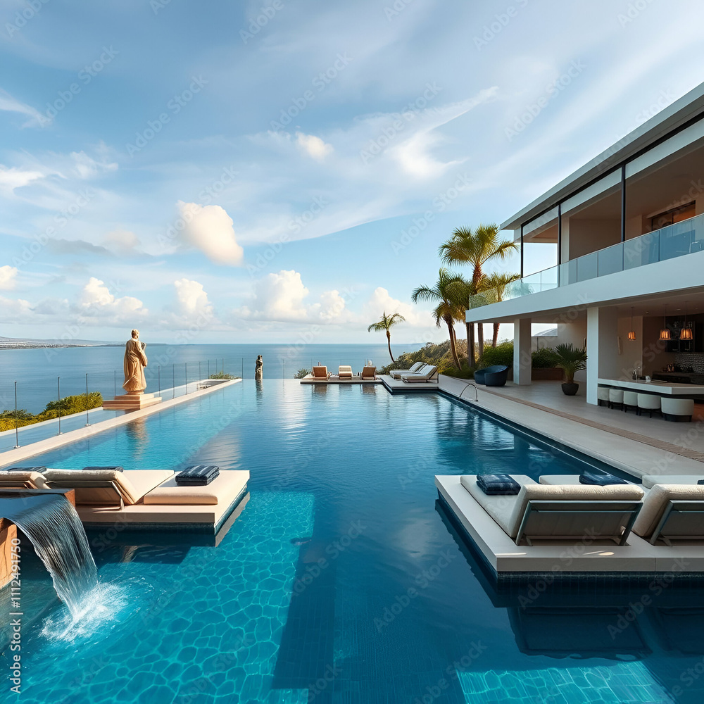 Swimming pool in the resort