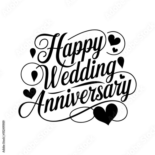 Happy Anniversary Calligraphic lettering design for greeting card