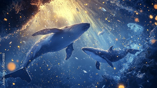 Underwater exploration whales dolphins and illuminated marine life photography