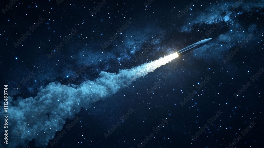 Naklejka premium Launching a rocket at a space base, using a sky background.