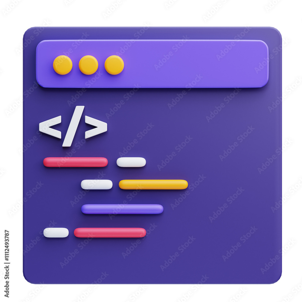PNG 3D programming icon isolated on a white background