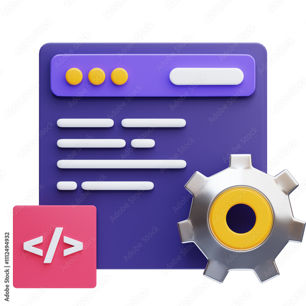 PNG 3D software development icon isolated on a white background