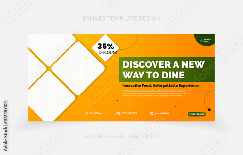 Template design restaurant banner promotion easy to edit with text effect in style panel